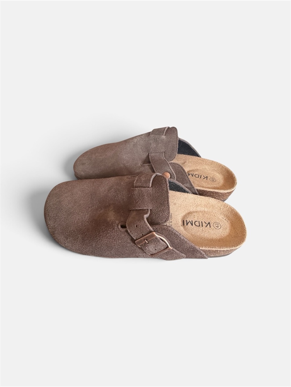 Brown Suede Slip-On Women’s Shoes with Adjustable Buckle